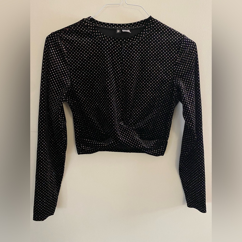 H&M Spotted Print Wrap-Style Crop Top